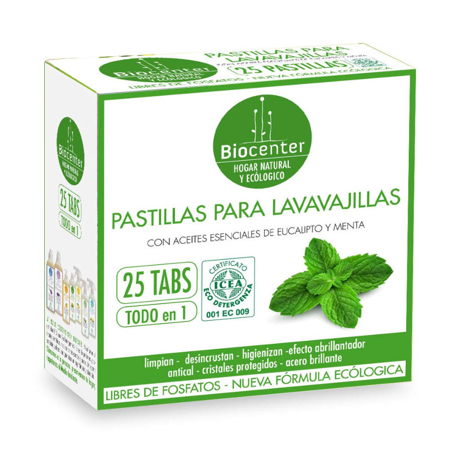 BIOCENTER - Lavavajillas a mano ecológico - Limón, Menta, Eucalipto -  envase Ecofriendly de 1 litro